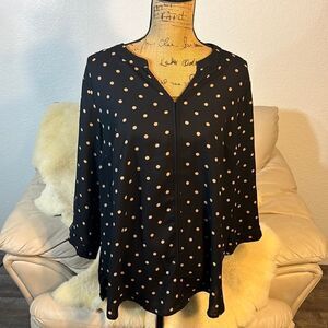 Black and tan polkadot shirt